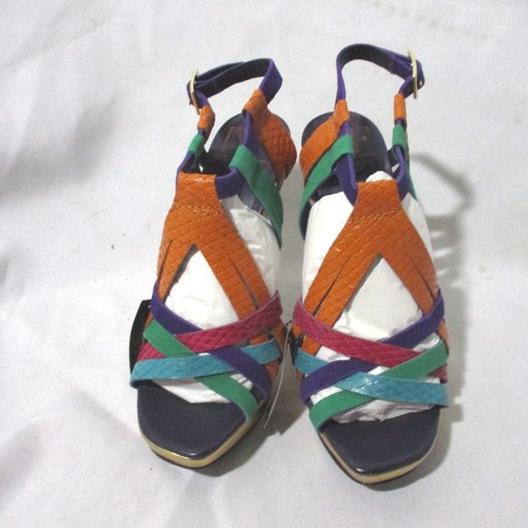 NWT DIANE VON FURSTENBERG DVF STILETTO Sandal Shoe Emerald Purple Suede 6 - Picture 4 of 8